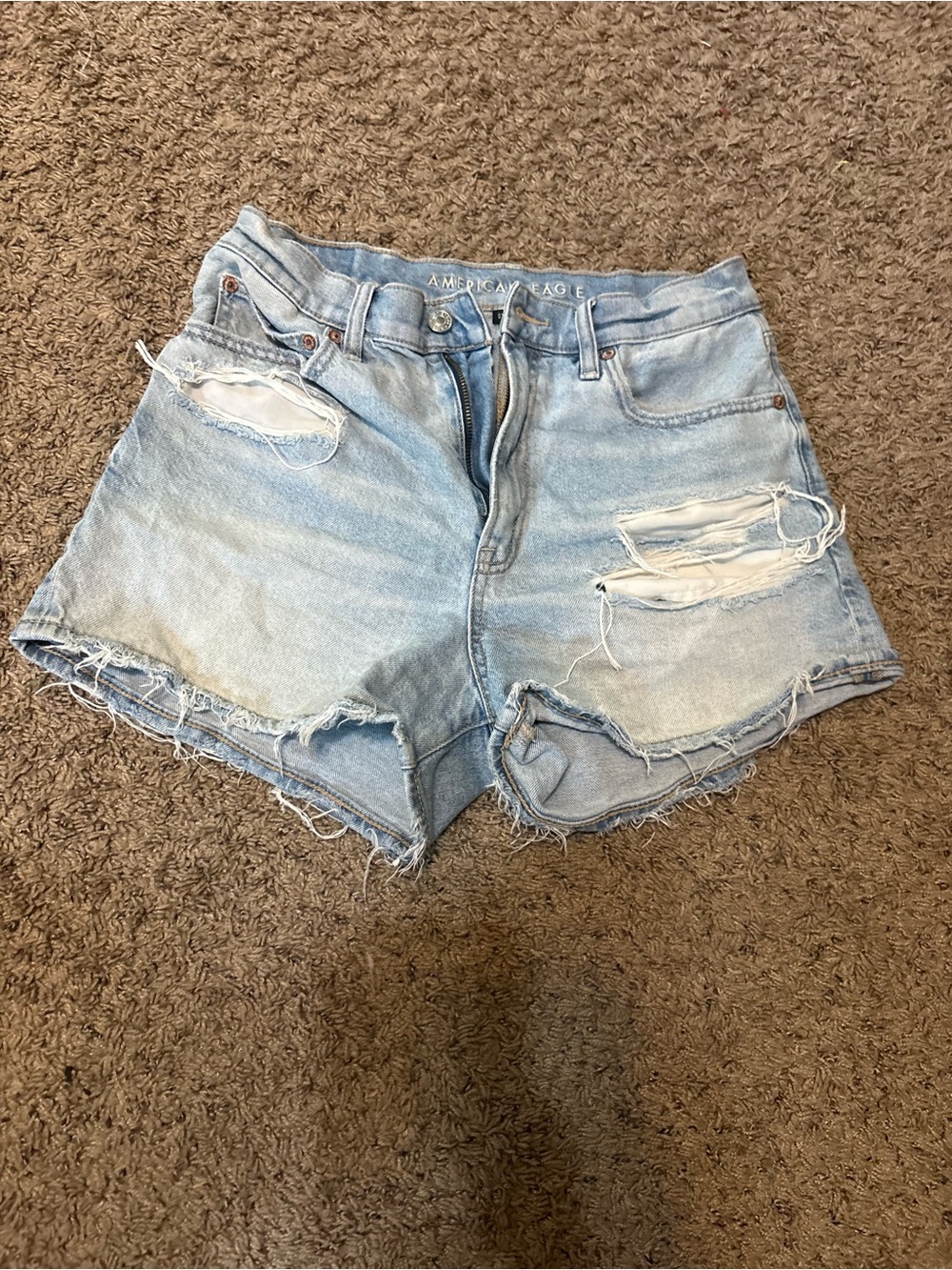 American Eagle Outfitters Light Wash Distressed Denim Cutoff Shorts